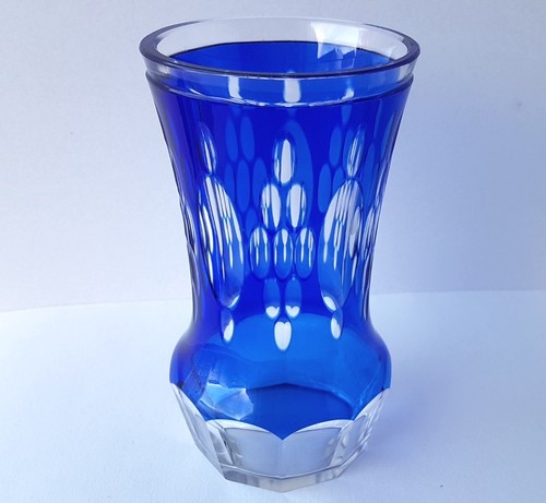 Vase verre plaqué - vase, bleu
