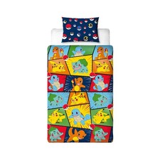 Pokemon Housse Couette Simple Set Rétro Bleu Enfants Multi 2 IN 1 Modèles Taille