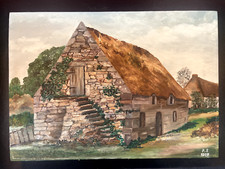 Huile sur panneau, , maison en brière