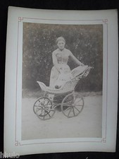 A543 Original Photograph 1887 Baby Nurse Landau Wicker Antique Albumen