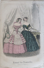GRAVURE DE MODE COULEUR  XIX°