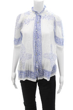 Alix Of Bohemia Womens Sheer Button-Down Top White Size XS