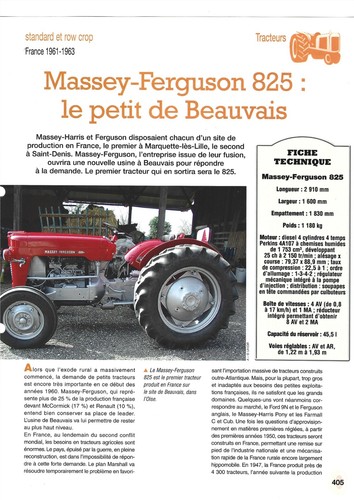 Tracteur massey ferguson 825 - massey-ferguson,