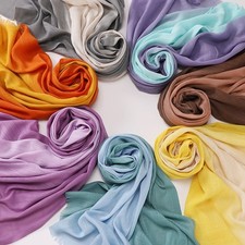 Foulard Hijab En Coton Pour Femme Deux Couleurs Dégradées Turban Foulard Écharpe