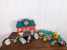 Vintage Fisher Price Toy Station Fence 2 Cars 8 Characters LITTLE PEOPLE