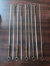 9 Vintage LONG Metal Stainless Steel Shish Kabob Skewers Turkish Turkey