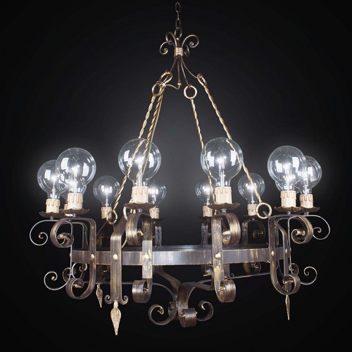 Lustre rustique fer forgé - fer,
