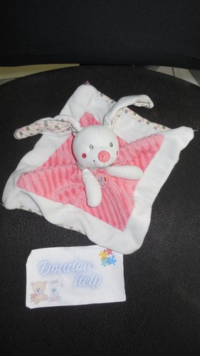 Doudou plat lapin - rose, pastel