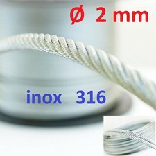 Câble inox 316  Ø 2 mm   7 X