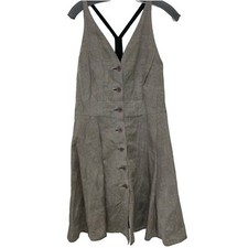 HACHE Black & Tan Plaid Block Print Button Up Sleeveless Dress US 10