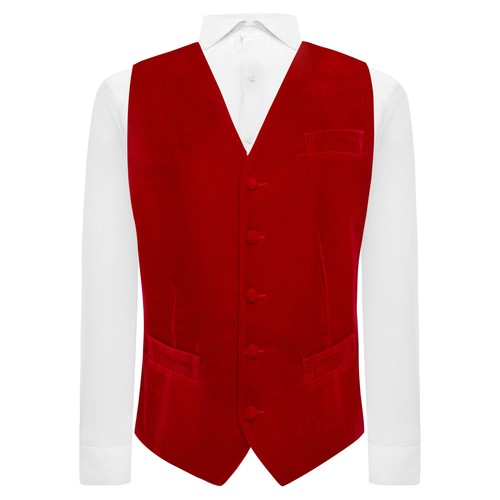 Gilet velours rouge - en,