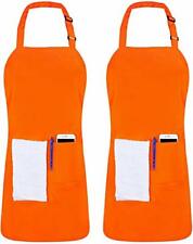 Adjustable Bib Apron (2-Pack) Water Oil Resistant Chef Aprons Utopia Kitchen