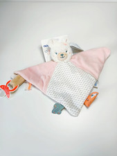 Doudou Plat/Mouchoir Lama Blanc Rose Tidou Moris Et Sacha Attache Tétine Noukies