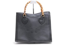 Gucci Diana Bamboo Tote Hand Bag Leather Black Authentic #924
