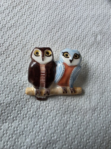 Broche porcelaine hibou - 1,