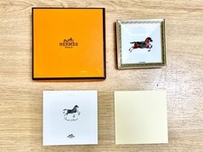 Hermes Cheval d'Orient Mini Plate Square Porcelain Horse 7cm With Box Used