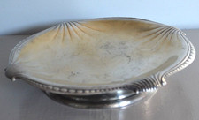 Plat Rond sur Pied Coupe Plateau Métal Argenté Estampillé Gallia Modèle Perlé