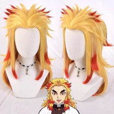 Demon Slayer Cosplay Wig Rengoku Perruque Déguisement   Manga Kimetsu No Yaiba