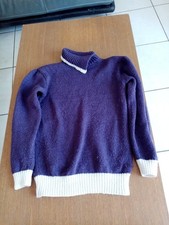 Pull  tricot fait main femme laine et alpaga taille 38/40 col roule hiver