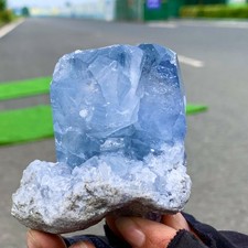 323G Natural Blue Celestite Geode QuartzCrystal Mineral Specimen Healing