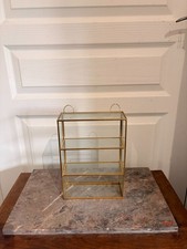 Ancien Petite Vitrine Murale Laiton Doré Verre