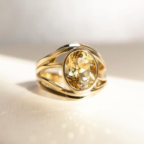 Bague citrine jaune - en, argent