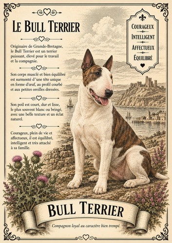 Affiche bull terrier chien - a4,