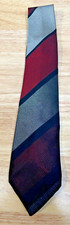 Vintage Soie Naturelle 1970s Men's Neck Tie Black Red Gray Striped