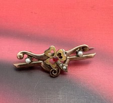 AUTHENTIC Antique Late 800 Gold Beads Gold Brooch Brooch 6-7kt Absolute Rarity
