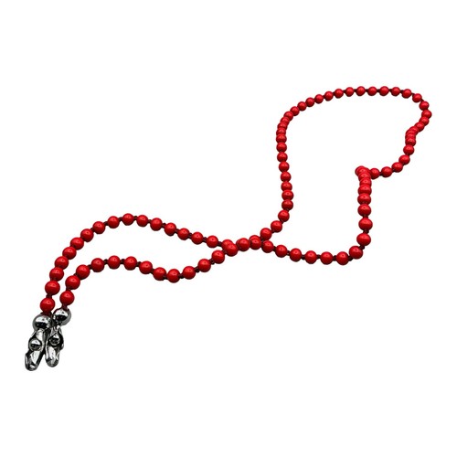 Ossa red beaded phone strap - red,