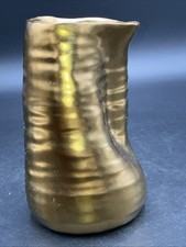 MCM inspired Brushed Gold Art Deco Slouch Vase