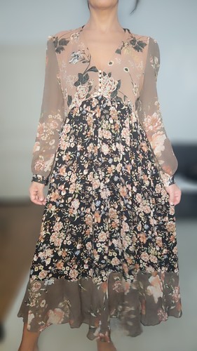 Zara robe maxi fleurie - maxi, s