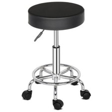 Réglable Tabouret à Roulette 360° de bar Rond Pivotant Chaise Cuisine Salon