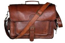 Men's Genuine Vintage Brown Leather Messenger Bag Shoulder Laptop Bag Briefcases