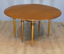 Table Ronde De Salle à Manger à Rallonges, 6 Pieds Fuseaux Acajou Blond, XIX ème