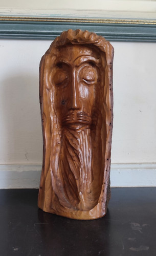 Sculpture bois tête - sculpture,