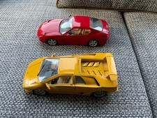 2 Burago 1:18 Scale Diecasts. 1 Red Ferrari 456 GT. 1 1995 & Yellow Lamborghini 