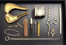 tot pipe amber chain gold plated key watch pocket smoke cigarette solid silver