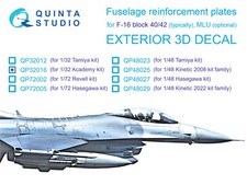 Plaques d'armature Quinta Studio 1/32 F-16 bloc 40/42 (Académie)