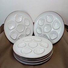 Set of 6 Vintage French Oyster Plates "Niderviller"