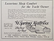 Vi-Spring Mattress Sleep Comfort Yach Owner Willisden Jct Vintage Print Ad 1927