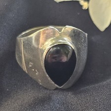 Bague Artisan Vintage Argent 925 Onyx Taille 57