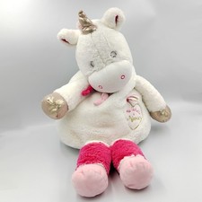 Doudou licorne blanche rose or