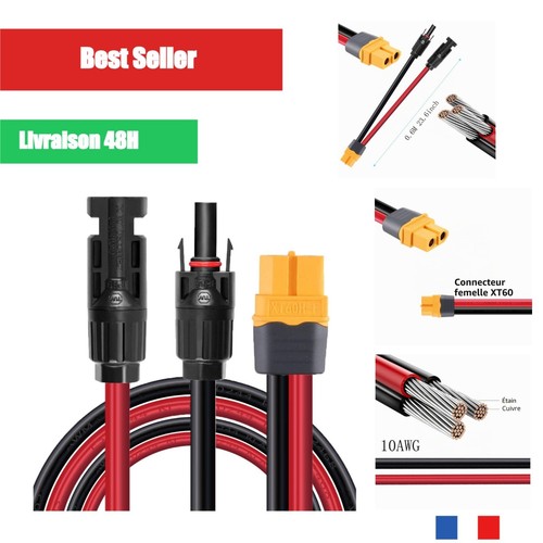 Câble solaire xt60 10awg - xt60,