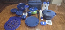 Tupperware Mixed Lot Containers Bowls Plates Lids Blue EUC - Clear out Sale!!!