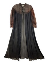 As found vintage 50s Full Crystal Pleat lounge robe boudoir Sweep Lace Barbizon