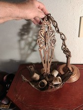 Rare Antique Copper Art Deco Slip Shade Chandelier Gorgeous Piece No Shades