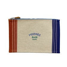 Auth HERMES Yachting GM - Marine Brique Aqua Toile H None Pouch