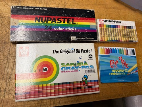 Lot used oil pastels - of,