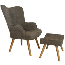 Fauteuil et pouf en tissu avec